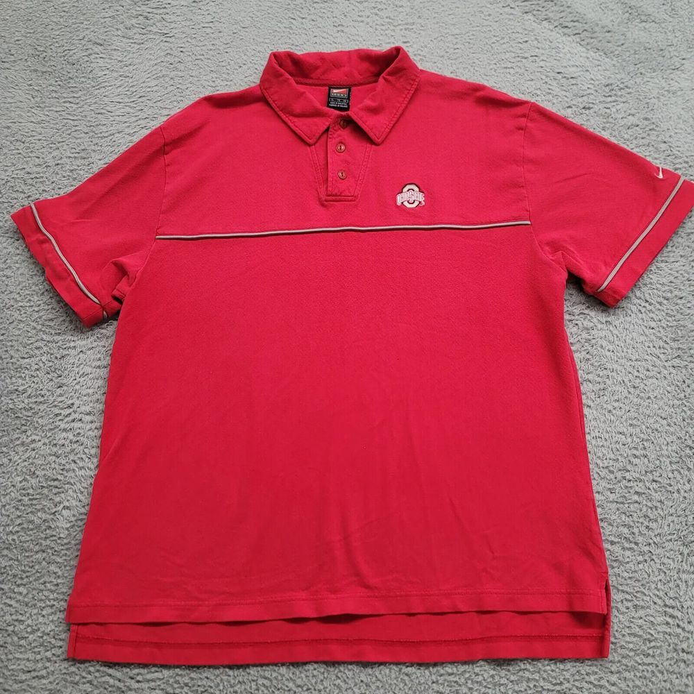 Nike Shirt Mens XL Red Team Buckeyes football Basketball Polo Casual Swoosh Logo